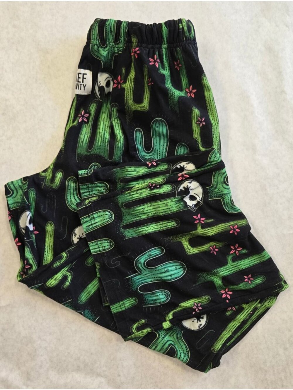 Brief Insanity Cactus Skull Flowers Unisex Comfort Lounge Pants Size Medium Fun